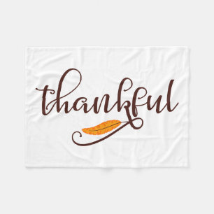 Feather Boho Native Thankful Typography Fleece Blanket