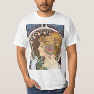 Feather by Alphonse Mucha - Vintage Art Nouveau T-Shirt