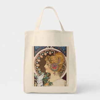 Feather by Alphonse Mucha - Vintage Art Nouveau Tote Bag