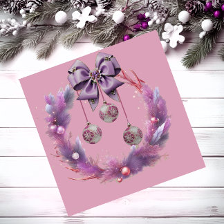 Feather Christmas Wreath Magnetic Card