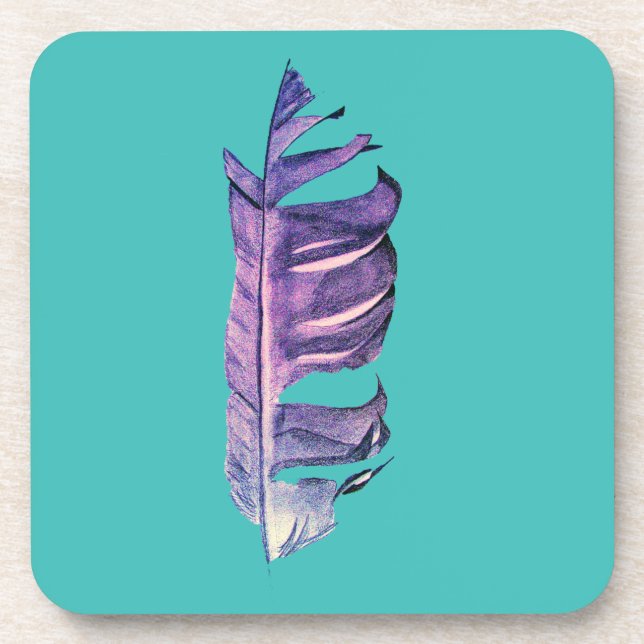 Feather drawing fine art original illustration coaster (Front)