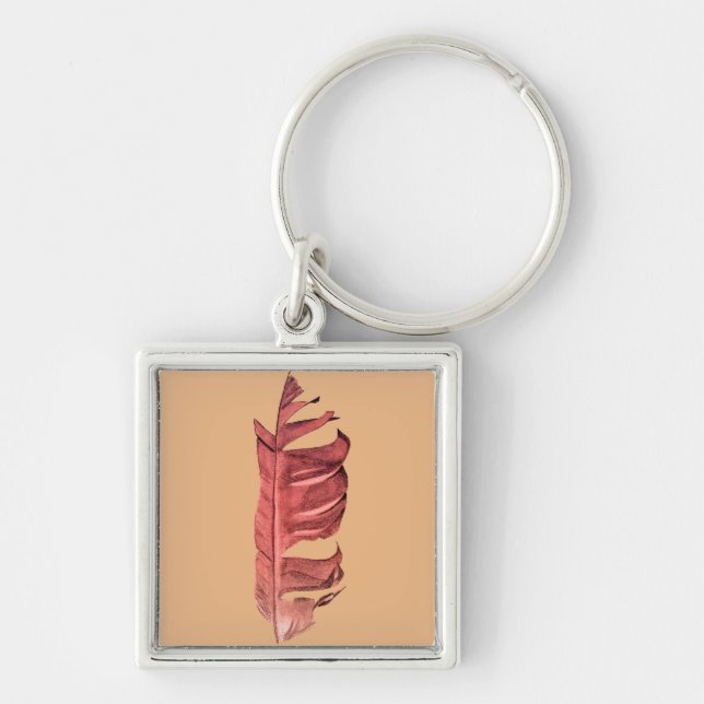 Feather drawing fine art original illustration key ring (Front)