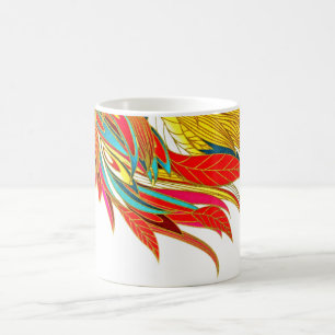 Feather elegant abstract art orange gold teal coffee mug