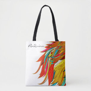 Feather elegant modern colourful abstract art tote bag
