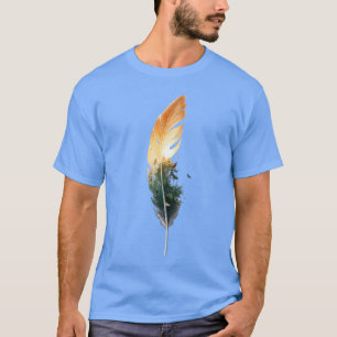 Feather Forest Sunset Double Exposure T-Shirt