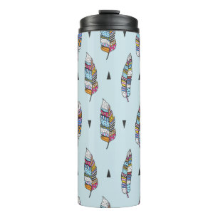 Feather hand drawn vintage pattern. Seamless boho Thermal Tumbler