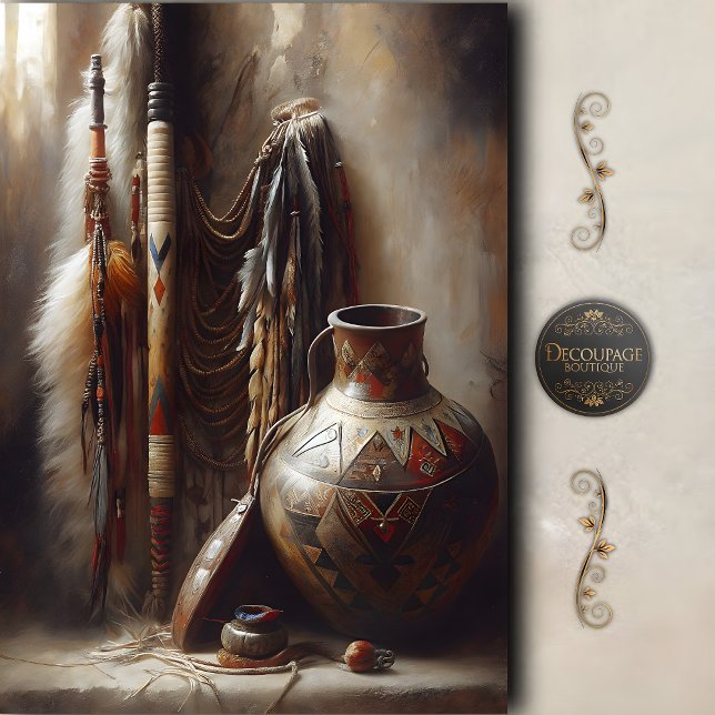 Feather Headdress & Tribal Pot Decoupage Tissue Paper (Feather Headdress & Tribal Pot Decoupage Tissue Paper)