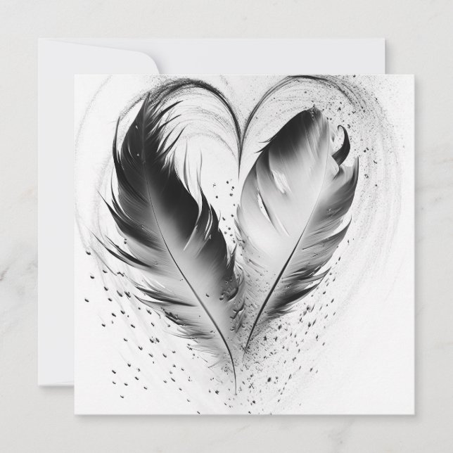 Feather Heart - Black & White (Front)