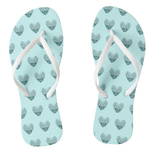 Feather heart in soft green jandals