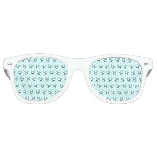 Feather heart in soft green retro sunglasses