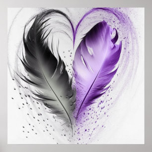 Feather Heart - Purple Poster