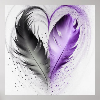 Feather Heart - Purple Poster
