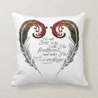 Feather Heart Scripture Pillow