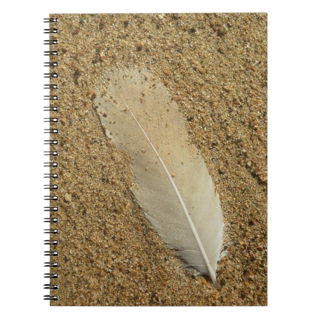 Feather in the Sand Spiral Notebook (Front)