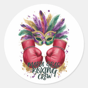 Feather Masquerade Mardi Gras Festive Boxing Glove Classic Round Sticker