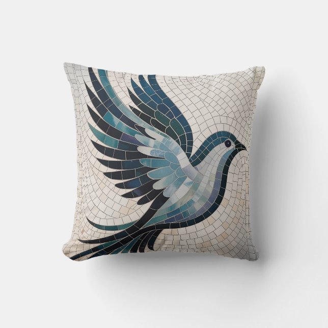 Feather Mosaic Bird Elegant Cushion (Front)