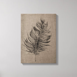 Feather no. 1 Taupe Canvas Wall Art