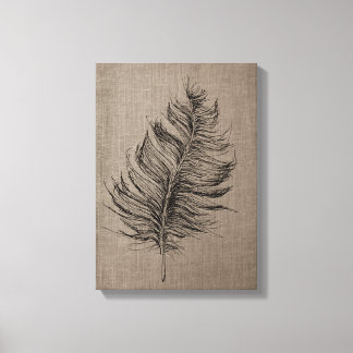 Feather no. 1 Taupe Canvas Wall Art