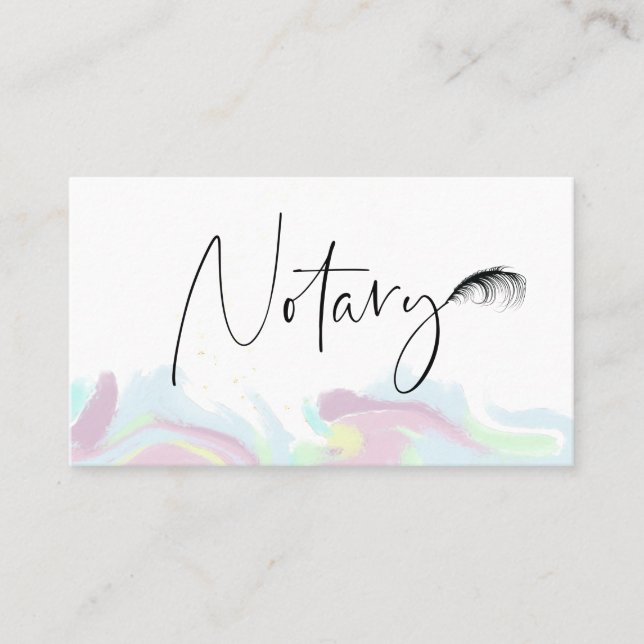 *~* Feather NOTARY Stamp PHOTO Pen Signing Agent  Business Card (Front)