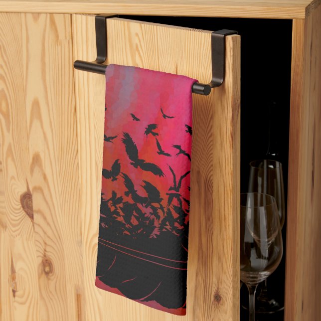 Feather of Crows, Black Birds & Ravens Tea Towel (Thirds Fold)