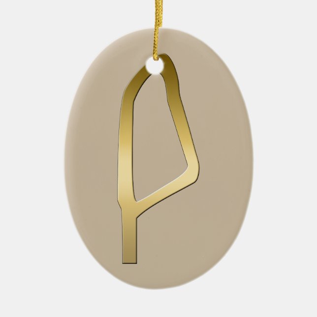 Feather of Maat Egyptian symbol Ceramic Tree Decoration (Front)