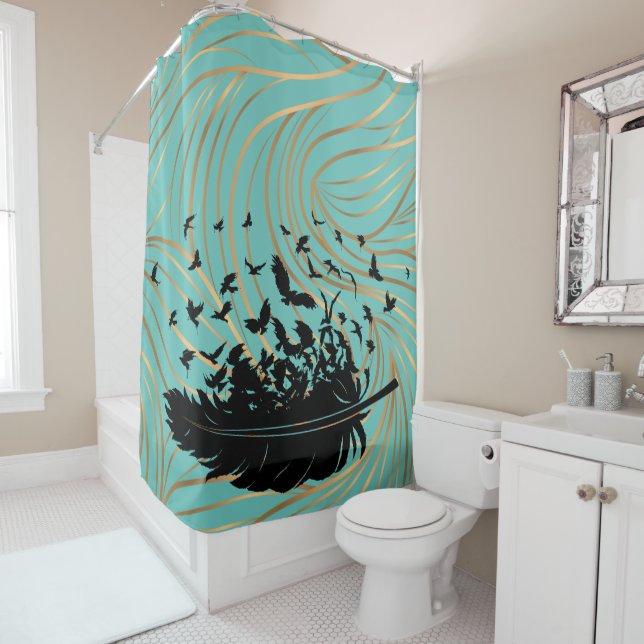 Feather of Ravens Shower Curtain (In Situ)