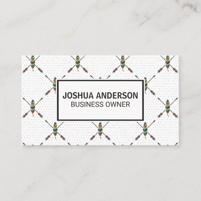 Feather Pattern | Boho Stylish Business Card (Front)
