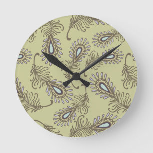 Feather Pattern Round Clock