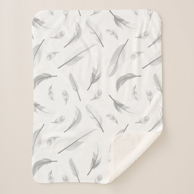 Feather pattern sherpa blanket (Front)
