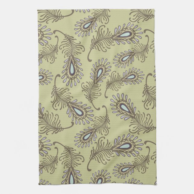 Feather Pattern Tea Towel (Vertical)