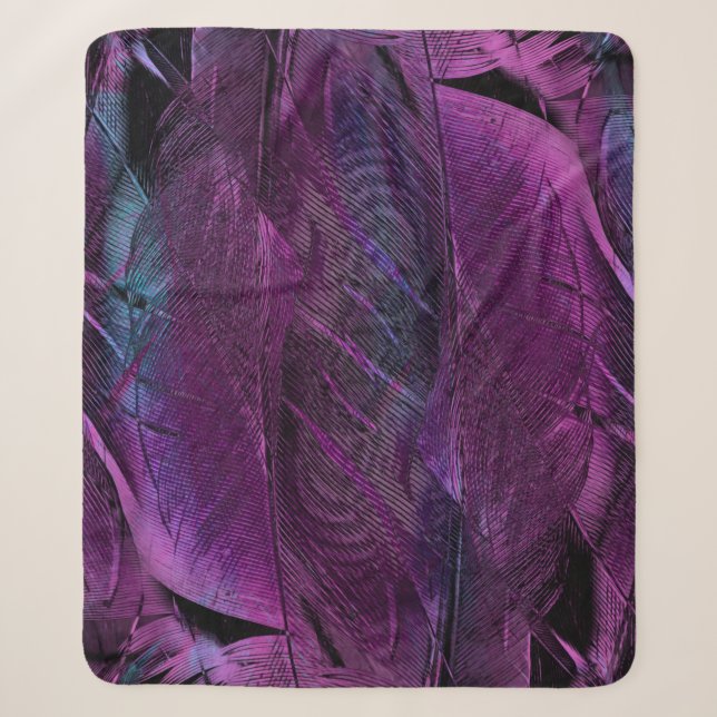 Feather pattern texture form sherpa blanket (Front)
