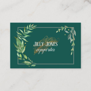 Feather Pen Foliage Frame Business Card
