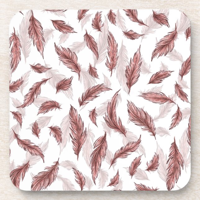 feather print stand, happy smiling wolf coaster (Front)