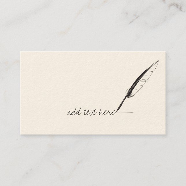 Feather Quill Author Writer Business Cards (Front)