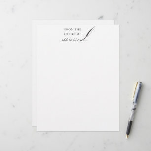 Feather Quill Author Writer Custom Personalised L Letterhead