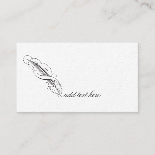 Feather Quill Author Writer Editor Publishing  Business Card (Front)