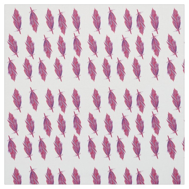 Feather Red Pink Watercolor Fabric (Swatch)