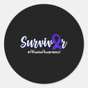 Feather Ribbon Ataxia Awareness Support Gifts Classic Round Sticker