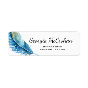 Feather Script Typography Return Address Label