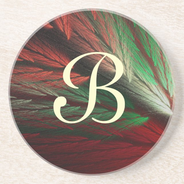 Feather Series-2-Red Green coaster--1 of  colours Coaster (Front)