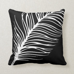 Feather Silhouette Black and White Cushion
