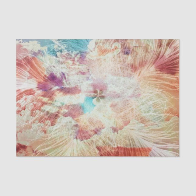 Feather Snowflake Sky Clouds Galaxy Purple Blush Tissue Paper (Front)