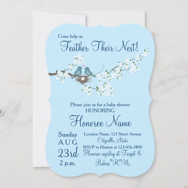 Feather Their Nest Little Birds Shower Invite (Front)
