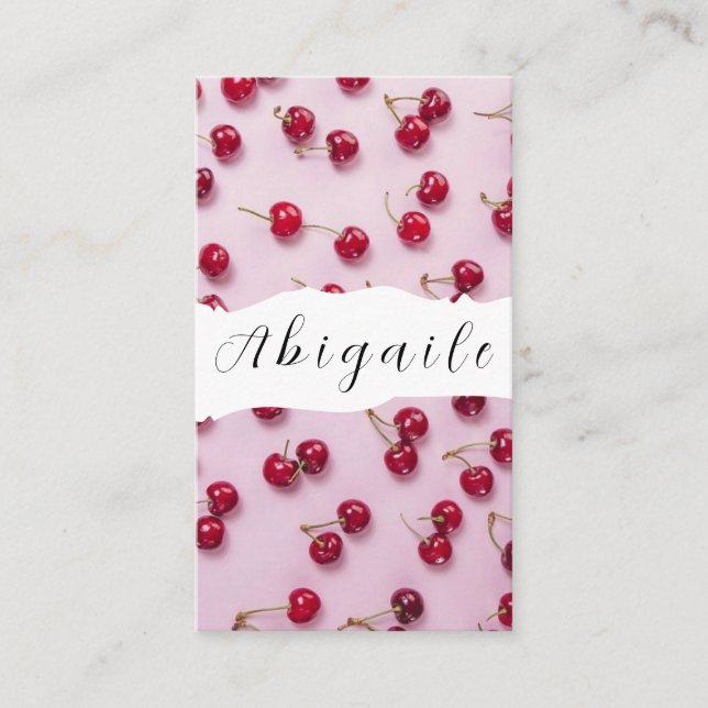 Feather Vector Seamless Vintage Cherry Business Card (Front)