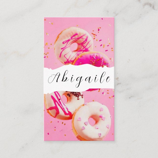 Feather Vector Seamless Vintage Doughnuts Business Card (Front)