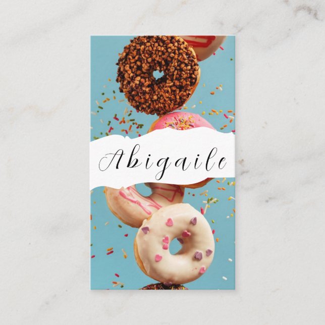 Feather Vector Seamless Vintage Doughnuts Business Card (Front)