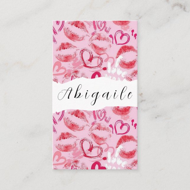 Feather Vector Seamless Vintage Lips Business Card (Front)