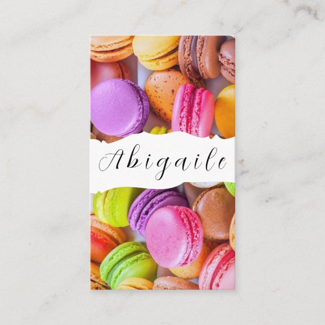 Feather Vector Seamless Vintage Macarons Business Card (Front)