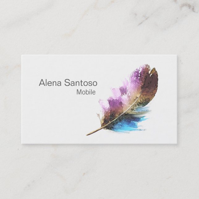 Feather Watercolor Business Card (Front)