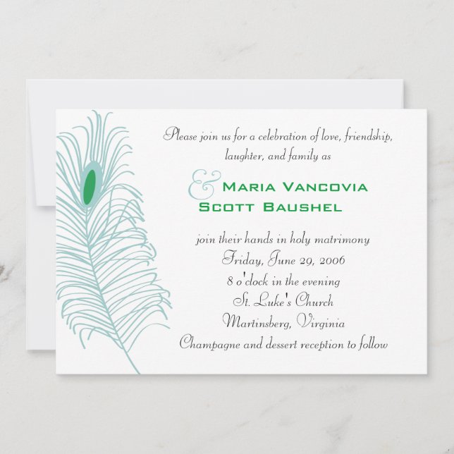 Feather Wedding Invitation (Front)